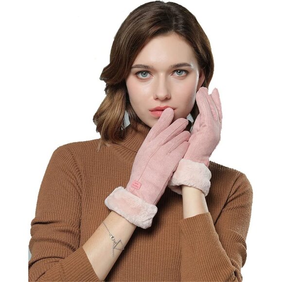 Women's Pink Winter Warm Cold Weather Ski Snow Touch Screen Texting Gloves - Picture 3 of 7